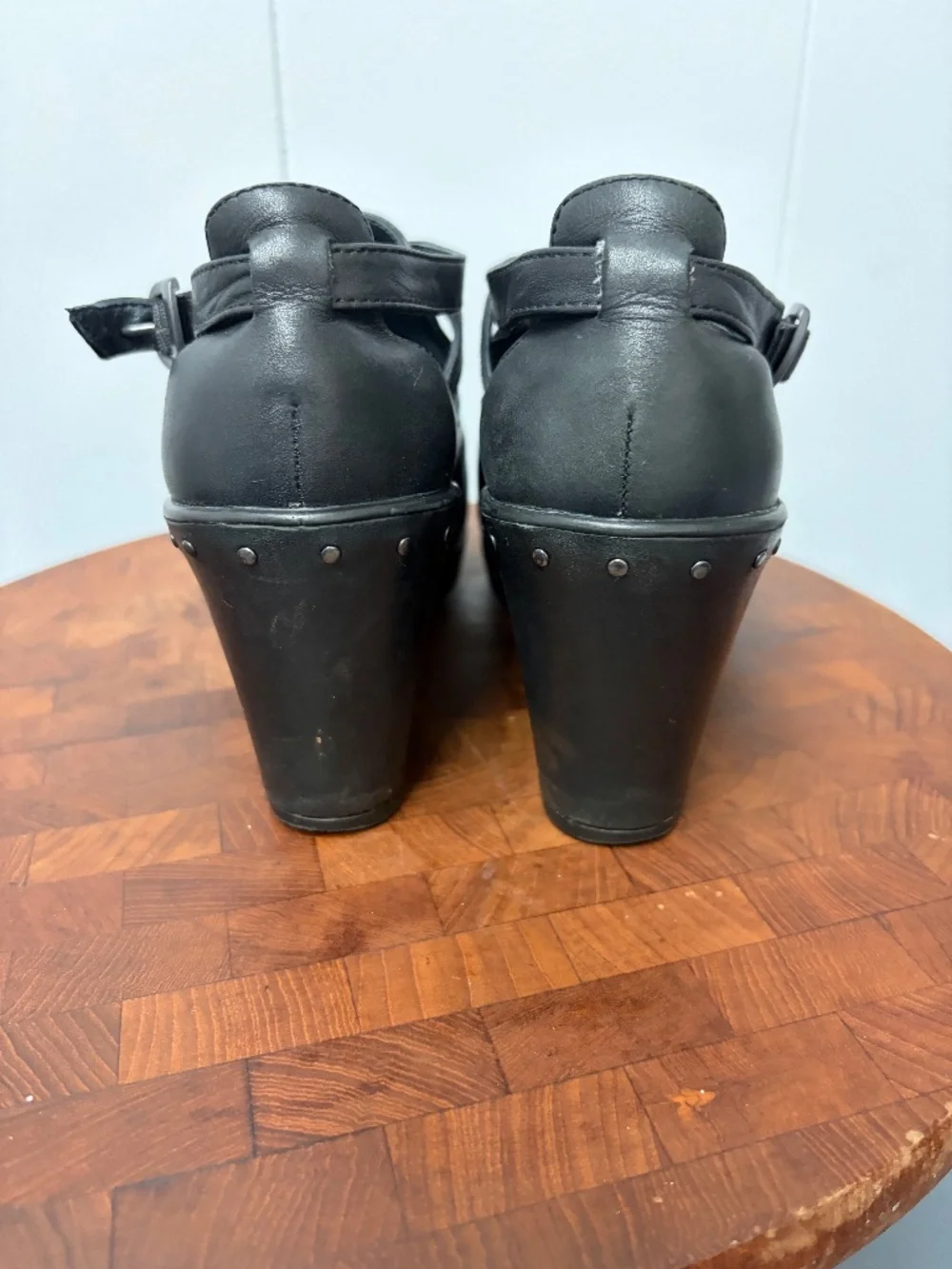Dansko Women's Black Leather Platform Wedge Clogs Size 38